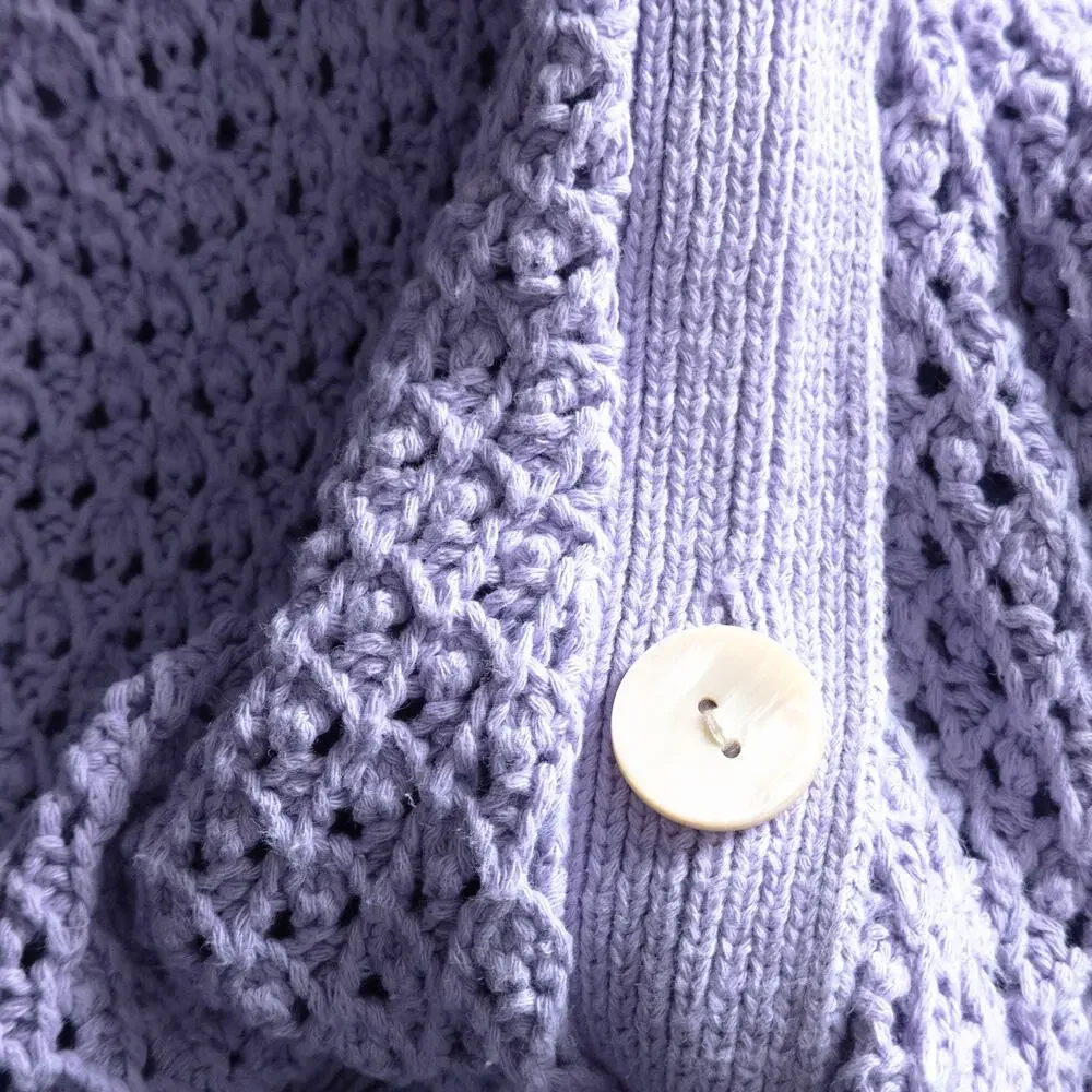 Madewell Textured Knit Cardigan Lilac Size XL Cozycore Clean Girl Soft Minimal - Picture 6 of 8